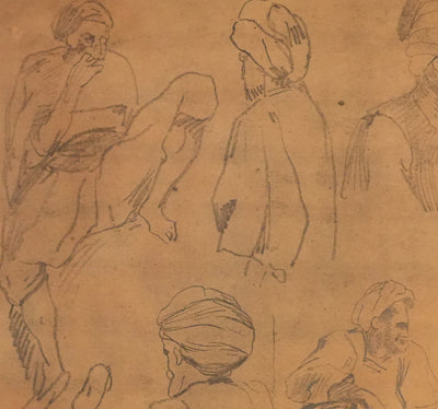 Eugène DELACROIX (d'après) : Etude d'homme assis, Lithographie signée