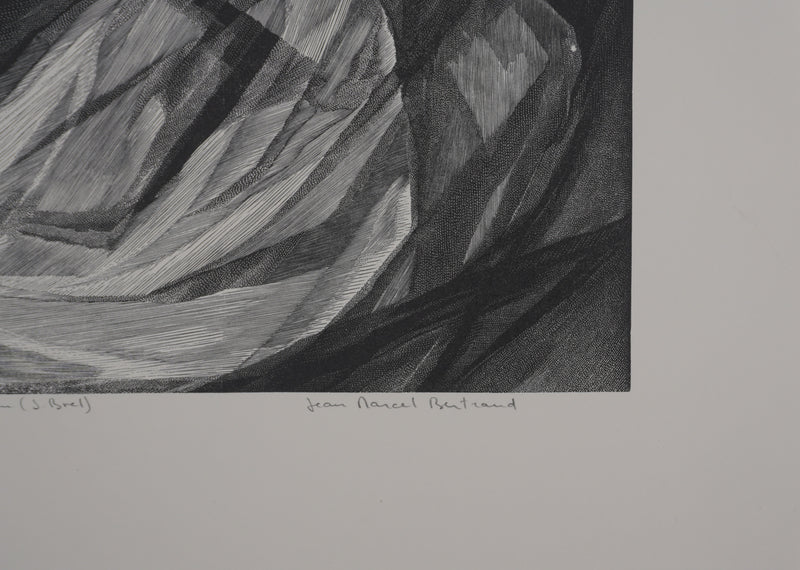 Jean Marcel BERTRAND : Hommage à Jacques Brel, Paysages abstrait, Gravure originale signée