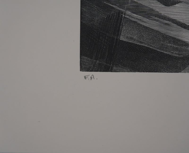 Jean Marcel BERTRAND : Hommage à Jacques Brel, Paysages abstrait, Gravure originale signée