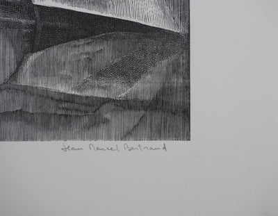 Jean Marcel BERTRAND : La grange, Gravure originale signée