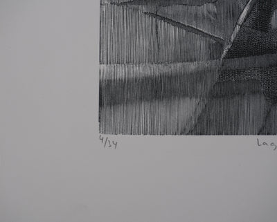 Jean Marcel BERTRAND : La grange, Gravure originale signée