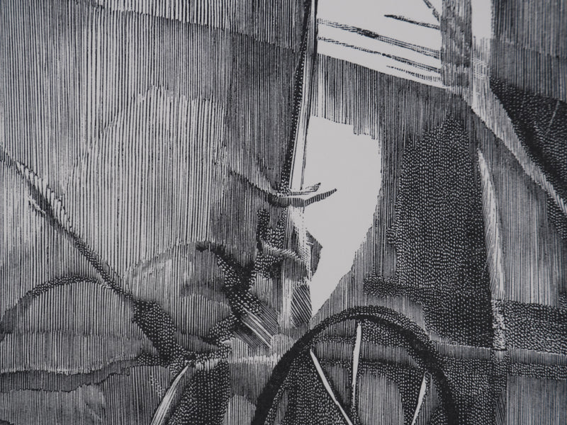 Jean Marcel BERTRAND : La grange, Gravure originale signée