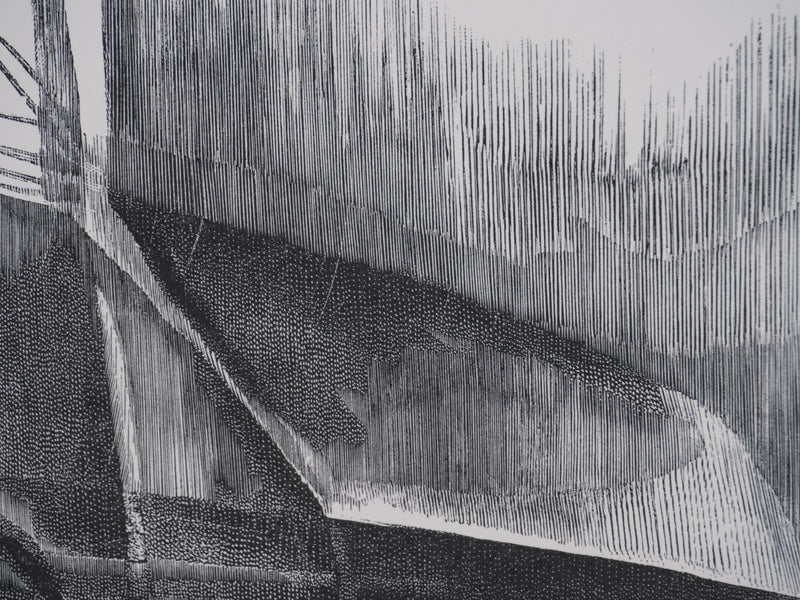 Jean Marcel BERTRAND : La grange, Gravure originale signée