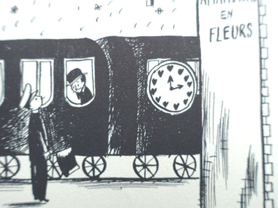 Raymond PEYNET : Le petit train, Gravure humoristique signée