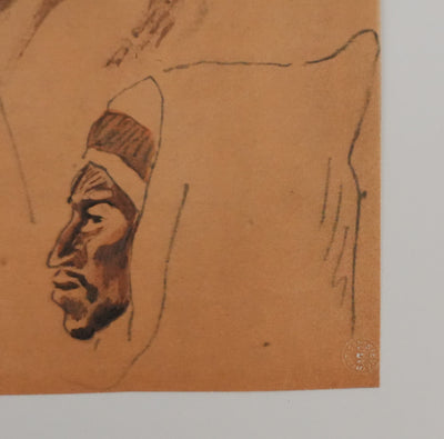 Eugène DELACROIX (d'après) : Homme souriant, Lithographie