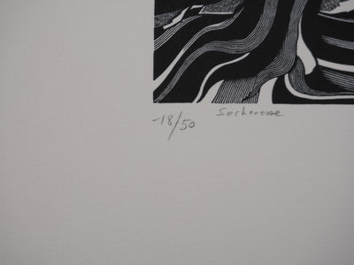 Patrick LUBIN : Paysage désertique, Gravure originale signée