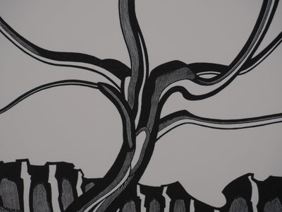 Patrick LUBIN : Paysage désertique, Gravure originale signée