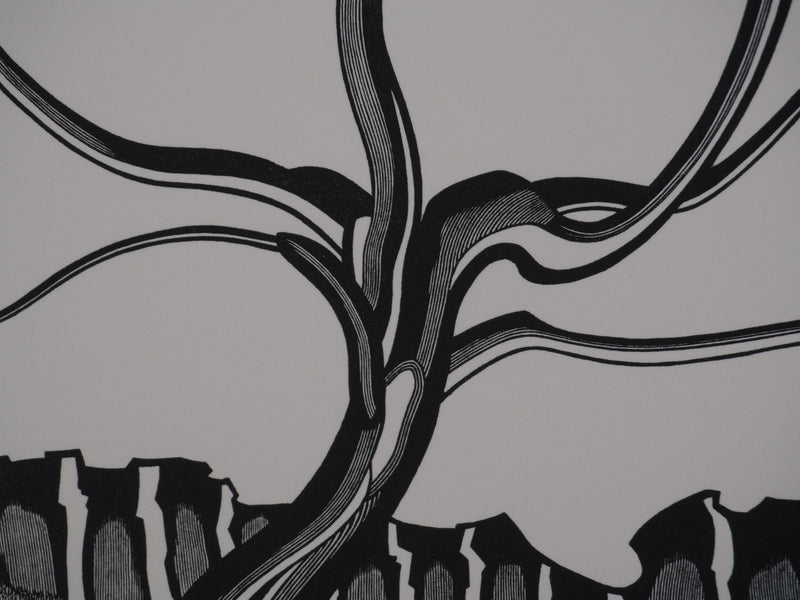 Patrick LUBIN : Paysage désertique, Gravure originale signée