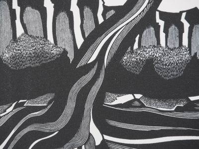 Patrick LUBIN : Paysage désertique, Gravure originale signée