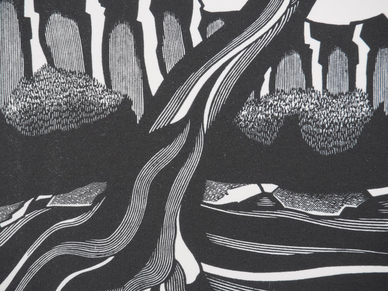 Patrick LUBIN : Paysage désertique, Gravure originale signée