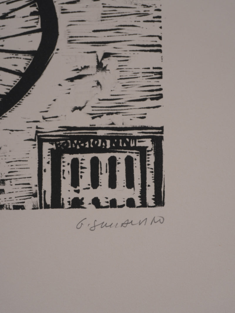 Gianfranco SCHIALVINO : La bicyclette, Gravure originale signée