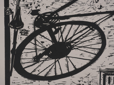 Gianfranco SCHIALVINO : La bicyclette, Gravure originale signée