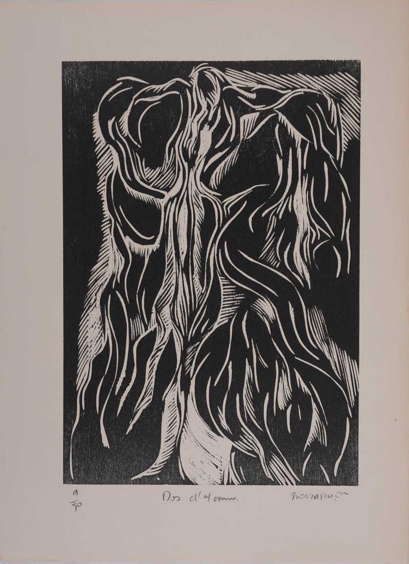 Claude BOGRATCHEW : Musculature en contraste, Gravure originale signée