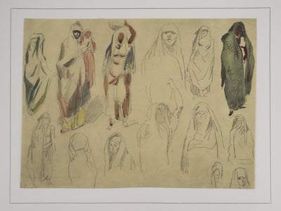 Eugène DELACROIX (d'après) : Femmes marchant dans la rue, Lithographie signée