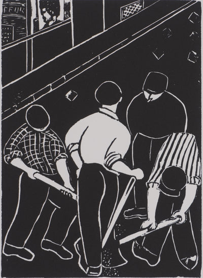 Dominique LE BLAISE : Les cantonniers, Gravure originale signée