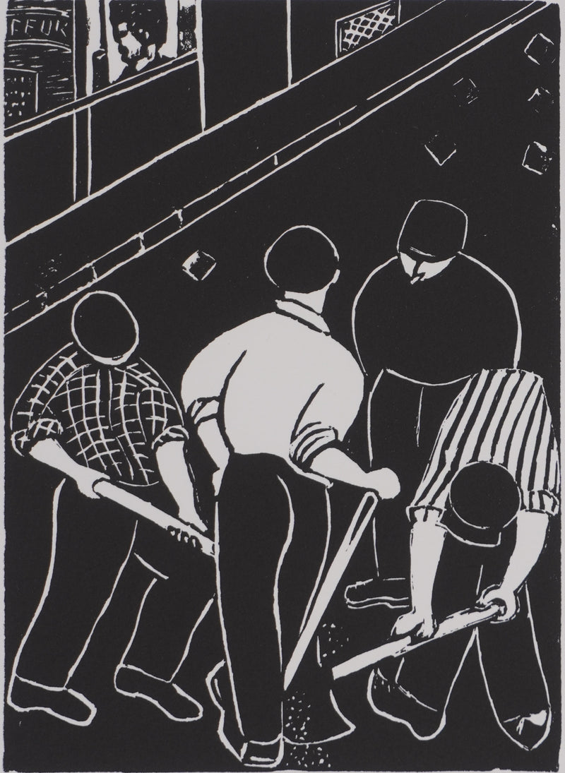 Dominique LE BLAISE : Les cantonniers, Gravure originale signée