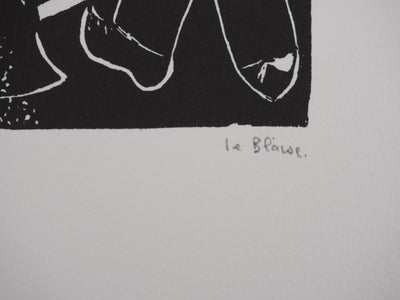 Dominique LE BLAISE : Les cantonniers, Gravure originale signée