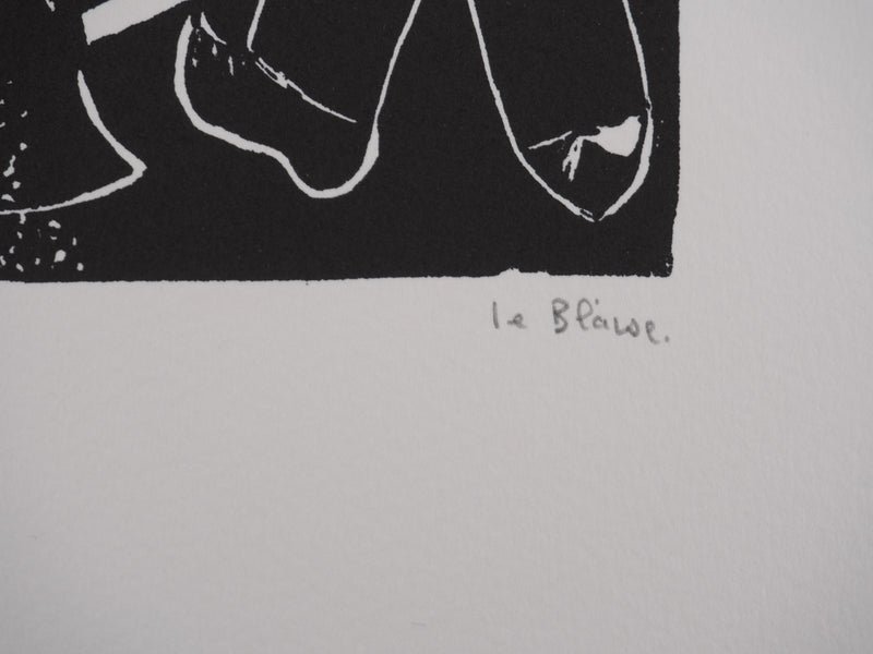 Dominique LE BLAISE : Les cantonniers, Gravure originale signée