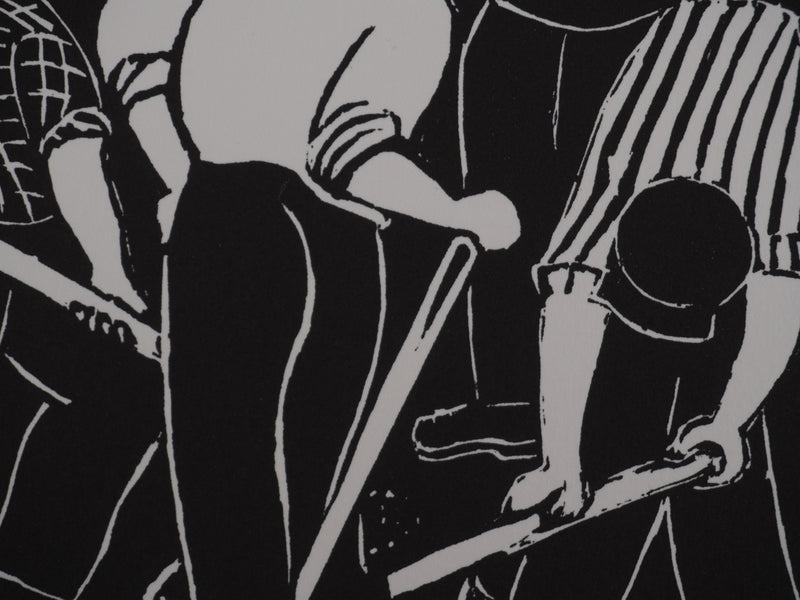 Dominique LE BLAISE : Les cantonniers, Gravure originale signée