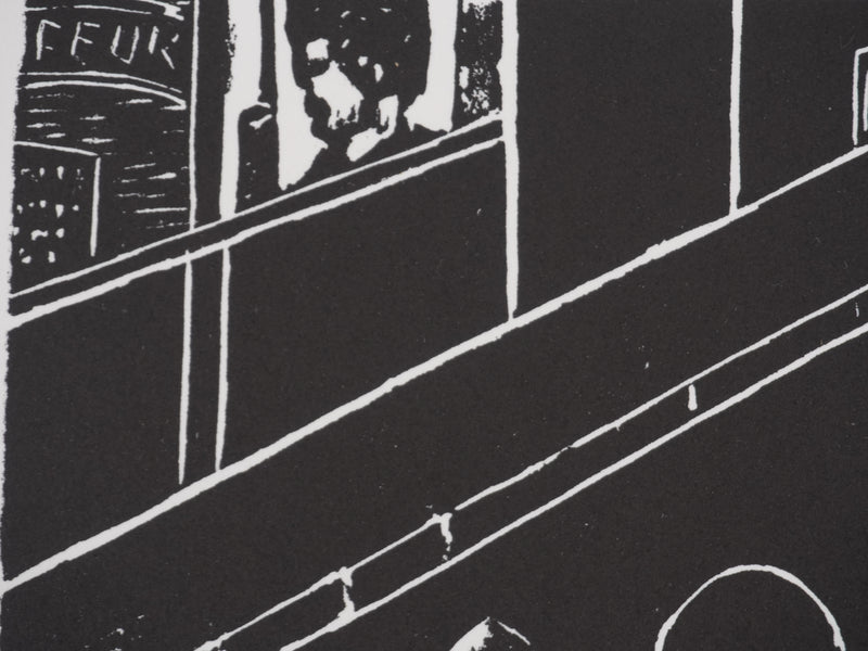 Dominique LE BLAISE : Les cantonniers, Gravure originale signée