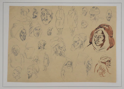 Eugène DELACROIX (d'après) : Visages orientaux, Lithographie