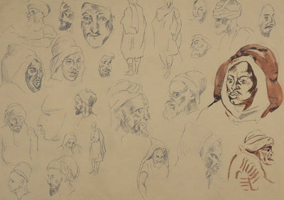 Eugène DELACROIX (d'après) : Visages orientaux, Lithographie