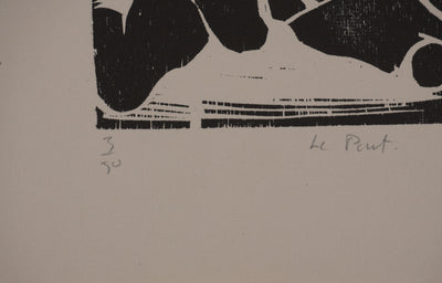 Claude BOGRATCHEW : Le pont en pierre, Gravure originale signée