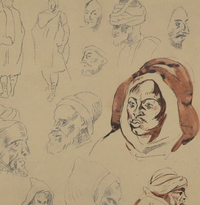 Eugène DELACROIX (d'après) : Visages orientaux, Lithographie