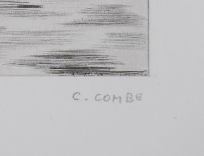 Camille COMBE : Au bord du Rhin, Gravure originale signée