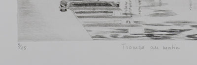 Camille COMBE : Tromso au matin, Gravure originale signée