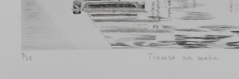 Camille COMBE : Tromso au matin, Gravure originale signée