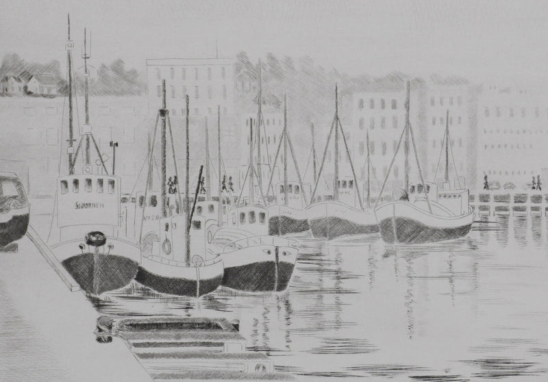 Camille COMBE : Tromso au matin, Gravure originale signée