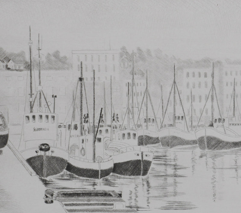 Camille COMBE : Tromso au matin, Gravure originale signée