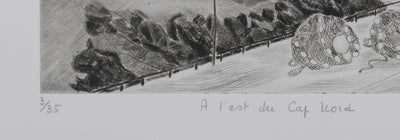 Camille COMBE : A l'est du Cap Nord, Gravure originale signée