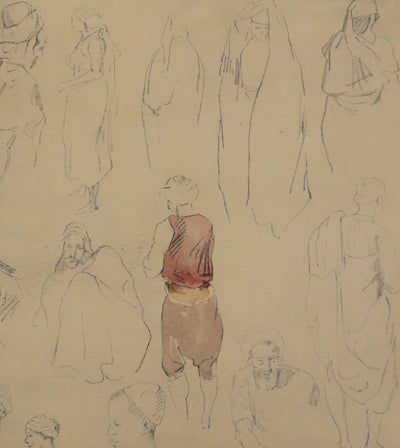 Eugène DELACROIX (d'après) : Etude d'hommes debout et assis, Lithographie signée