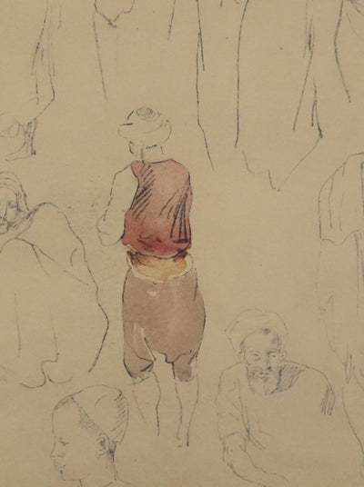 Eugène DELACROIX (d'après) : Etude d'hommes debout et assis, Lithographie signée