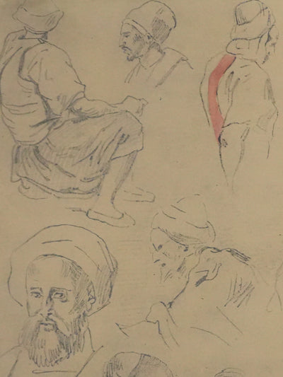 Eugène DELACROIX (d'après) : Etude d'hommes debout et assis, Lithographie signée