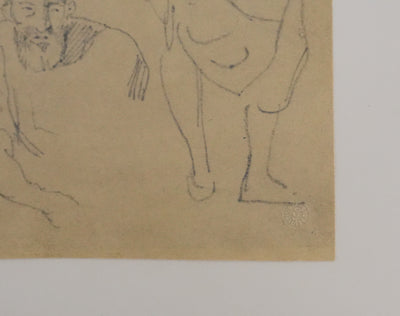 Eugène DELACROIX (d'après) : Etude d'hommes debout et assis, Lithographie signée