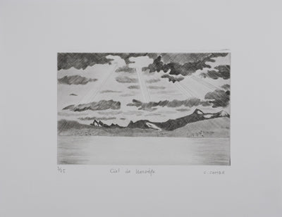 Camille COMBE : Ciel de Norvège, Gravure originale signée