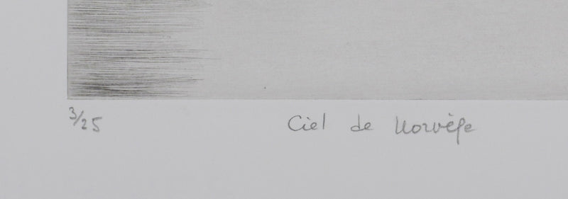 Camille COMBE : Ciel de Norvège, Gravure originale signée