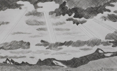 Camille COMBE : Ciel de Norvège, Gravure originale signée