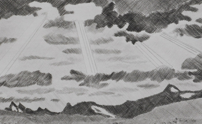 Camille COMBE : Ciel de Norvège, Gravure originale signée