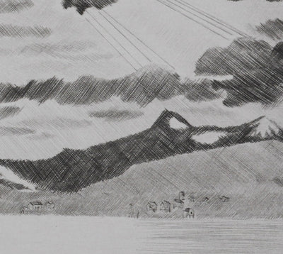 Camille COMBE : Ciel de Norvège, Gravure originale signée