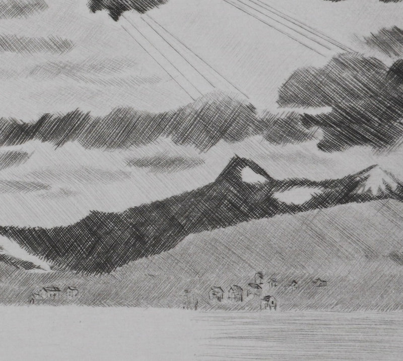 Camille COMBE : Ciel de Norvège, Gravure originale signée