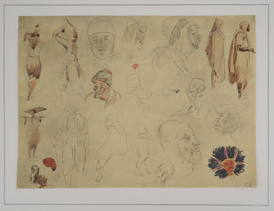 Eugène DELACROIX (d'après) : Homme et fleur, Lithographie signée