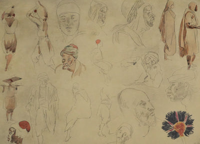 Eugène DELACROIX (d'après) : Homme et fleur, Lithographie signée