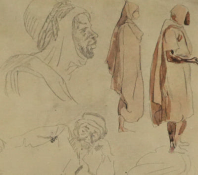 Eugène DELACROIX (d'après) : Homme et fleur, Lithographie signée