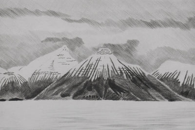 Camille COMBE : Les pyramides du Spitzberg, Gravure originale signée