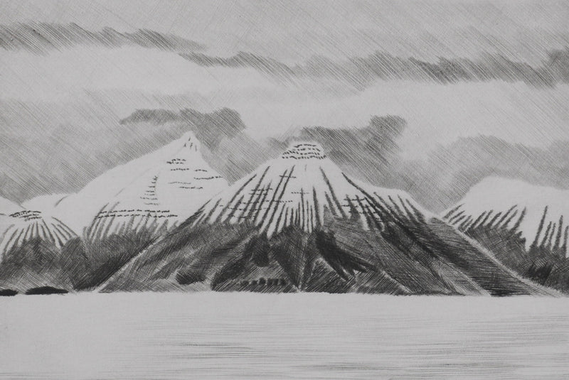 Camille COMBE : Les pyramides du Spitzberg, Gravure originale signée