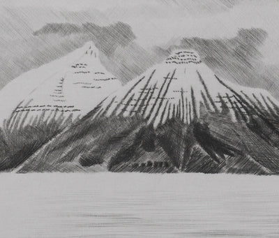 Camille COMBE : Les pyramides du Spitzberg, Gravure originale signée